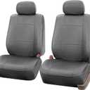 FH Group Car Seat Covers PU Leather Automotive Seat Covers Front Set, Gray Seat Covers Pair Set with Gift Universal Fit Interior Accessories for Cars Trucks and SUVs