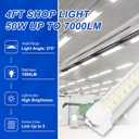 XLNYUUI Led Shop Lights,4FT LED Light 50W 6000K 7000LM Led Daylight, Garage Light, Linkable Clear Cover Integrated V-Shape for Garage Warehouse Workbench Workshop (6-Pack)