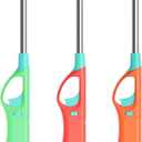 Refillable Butane Lighters, Larger BBQ Grill Click Flame Long Stem Lighter Adjustable Soft Flame Multipurpose Lighters(No Butane Fuel Inside) - Pack of 3