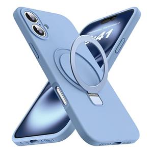SKYLMW Designed for iPhone 16 Plus Case with Magnetic Invisible Stand Compatible with Mag-Safe Military Drop Tested Shockproof Silicone Phone Cases for Women Men 6.7'', Blue