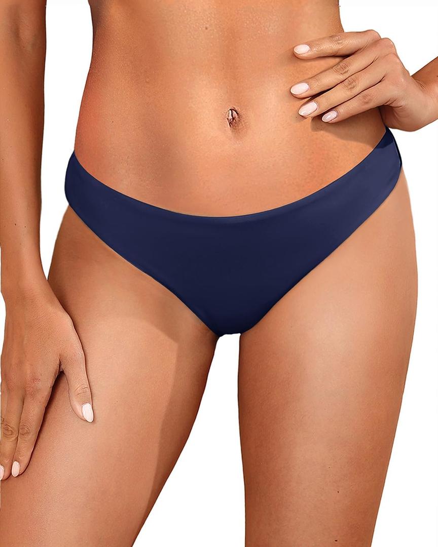 Tempt Me Women Low Rise Bikini Bottoms - Moderate Coverage Bathing Suit Bottoms Low Waisted Swimsuit Bottoms Brief 2025 (Blue, S)