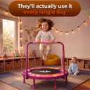 Happin 36'' Toddler Trampoline Indoor, Foldable Mini Trampoline for Kids Ages 2-6, ASTM Certified, Adjustable Handle, Safety Pad for Indoor & Outdoor, Baby Trampolines, for Boy & Girl
