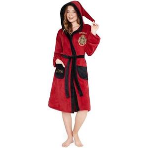 Harry Potter Womens Fleece Robe with Hood, Pockets, Tie Waist - Gifts for Her M