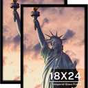ONE WALL Tempered Glass 18x24 Poster Frame, Black Wood Photo Picture Frame Set of 2 for Wall Vertically or Horizontally Display - Mounting Hardware Included