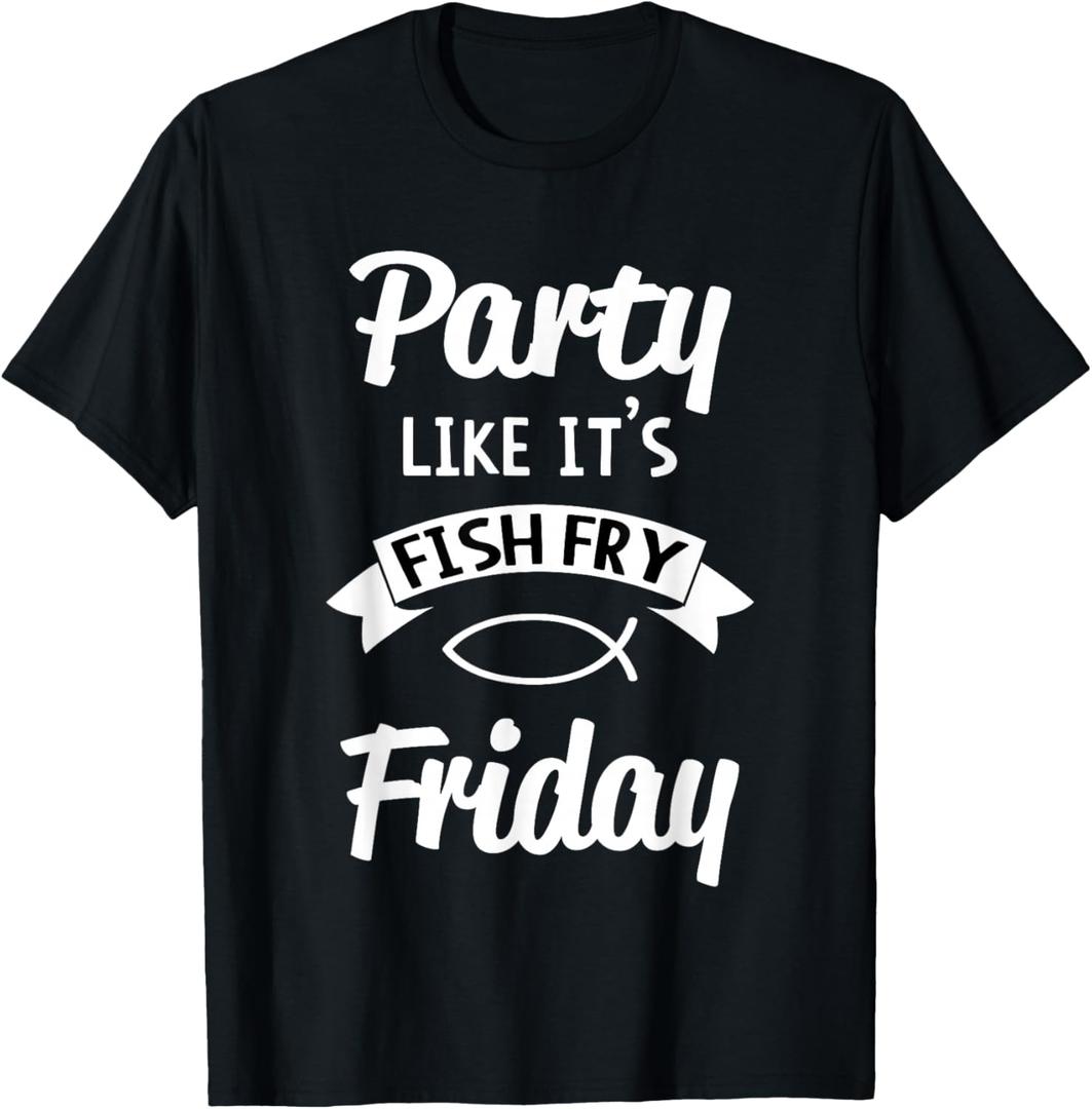 Friday Fish Fry Lent T-Shirt (Black, M)