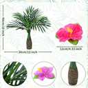 Hotop 52 Pcs Hawaiian Party Flower Centerpieces for Table Include 2 Artificial Palm Tree and 50 Hawaiian Hibiscus Flowers Tropical Faux Flowers Party Decorations Supplies for Hawaii Luau Theme Decor