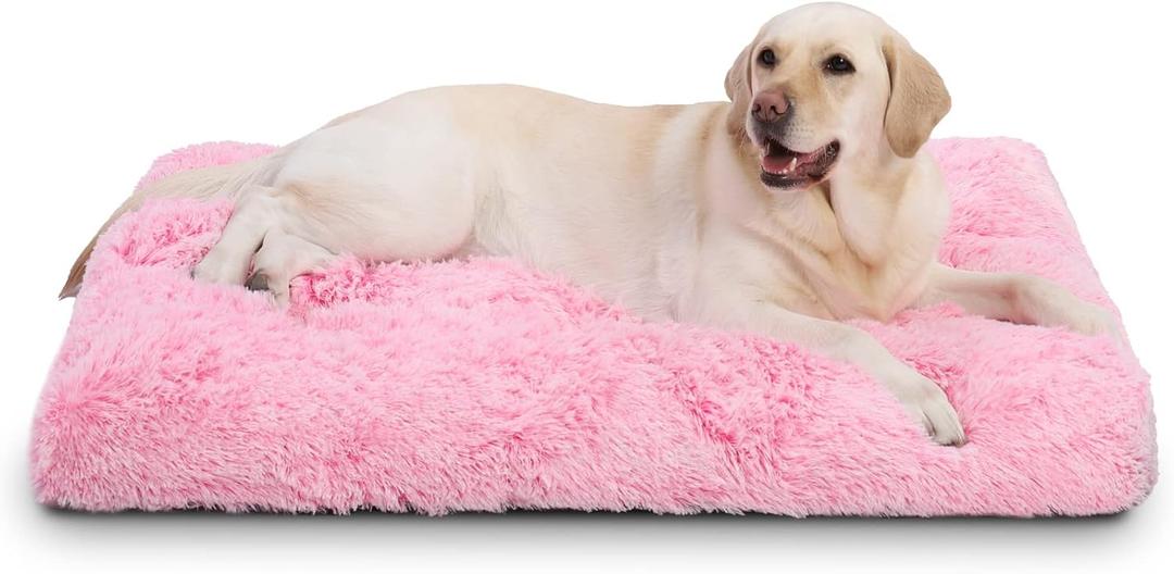 Vonabem XL Dog Bed Large Crate Pad, Washable Pink Pet Beds, Deluxe Plush Soft Crate Bed 42 inch, Dog Mats for Sleeping, Anti-Slip Kennel Pad 41 * 27 inch (41.0"L x 27.0"W x 2.0"Th)