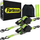 Retractable Ratchet Straps Heavy Duty Tie Down 1''*12ft Breaking Strength 1760LBS Cargo Securing System,for Motorcycle,Jetski,Kayak(2 Pack, Neon Green)