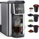 Jesslyn 3-in-1 Single Serve Coffee Maker, Compatible with K-Cup Pods, Ground Coffee & Loose Leaf Tea, Coffee Machine with 50oz Removable Water Reservoir, 6-10oz Brew Sizes, Fast Brewing(Black)