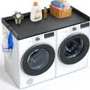 VEVOR Washer Dryer Countertop, 54" x 27" Wooden Washer and Dryer Countertop with 2 Hooks, Washer and Dryer Covers for The Top with Anti-Slip Pads, for Laundry Room Organization and Storage, Black (Unspliced Panel)