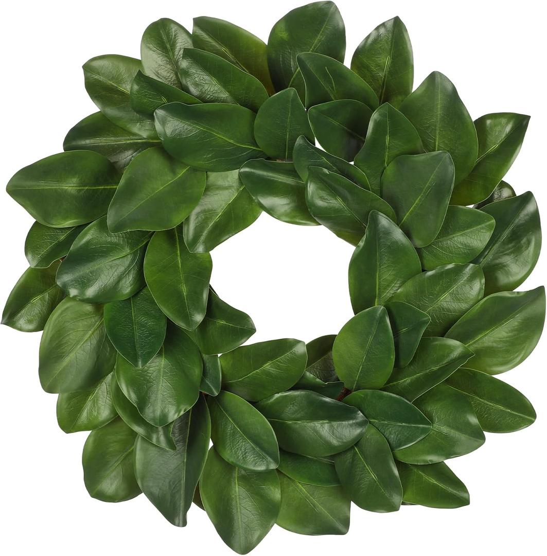 Briful 24'' Artificial Magnolia Wreath for Front Door Large Silk Greenery Wreath Faux Magnolia Leaf Wreaths for Home Room Window Indoor Outdoor Porch Decor