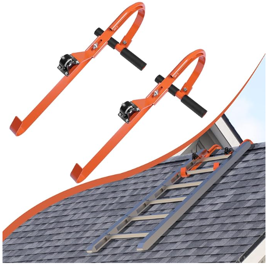 vikofan 2 Pcs Ladder Roof Hook Ridge Aluminum Ladder Stabilizer 500Lbs for Roof with Wheel for Safe and Easy Access