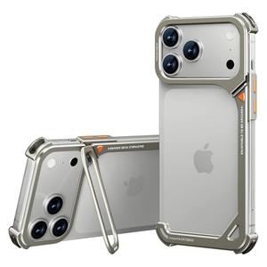 OATSBASF 9 Case for iPhone 17 Pro Bumper Case Metal, Aluminum Frame Slim Fit No Back Design, Compatible with MagSafe, Shockproof Protection, Minimalist Frameless Phone Case, Natural Titanium