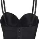 Women's Lace Rhinestone Bustier corset Wedding Party Crop Top Bra Vest (Black, S)