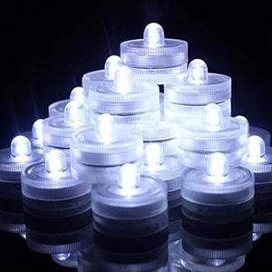 SHYMERY Submersible LED Lights,120 Hours Waterproof Tea Lights,White Underwater Submersible Tea Lights Battery Pond & Fishing Celebration Flameless LED Tea Light 12 Pack (Built-in 24 Batteries)