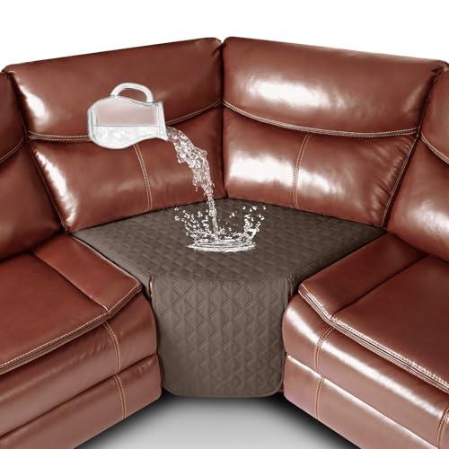 Ruaozz 100% Waterproof Corner Sofa Seat Cover for Sectional Recliner Sofa 1 Piece Recliner Corner Seat Cover Non Slip Reclining Couch Covers Washable, Brown