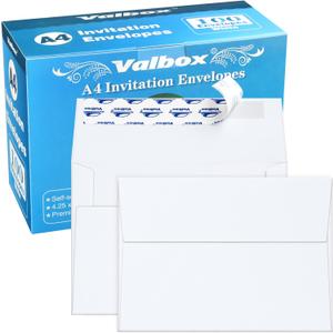 ValBox A4 Photo Envelopes 100 Qty 4 x 6 White Kraft Paper Envelopes Self Seal for 4x6 Cards, Photos, Weddings, Invitations, Baby Shower, 4.25 x 6.25 Inches (A4)
