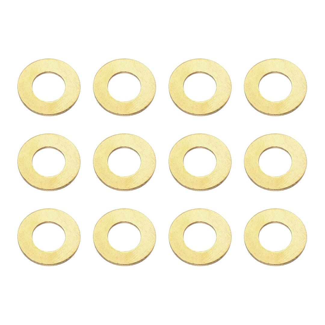 PATIKIL M10x20x1.5mm Flat Washers, 12PCS Brass Automotive Drain Plug Gaskets Flat Ring Oil Crush Washer Spacers for Faucets Garden Bolts Screws Hose, Golden