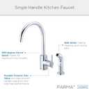 Danze D401058 Parma Single Handle Kitchen Faucet with Side Spray, Chrome