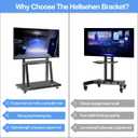 Hellsehen Mobile TV Cart,Rolling TVs Cart on Wheels Height Adjustable Heavy-Duty Floor Stand Base for 42-86 Inch LCD LED OLED Flat Panel Screens Smartboard Movable Holds up to 176lbs with Shelf
