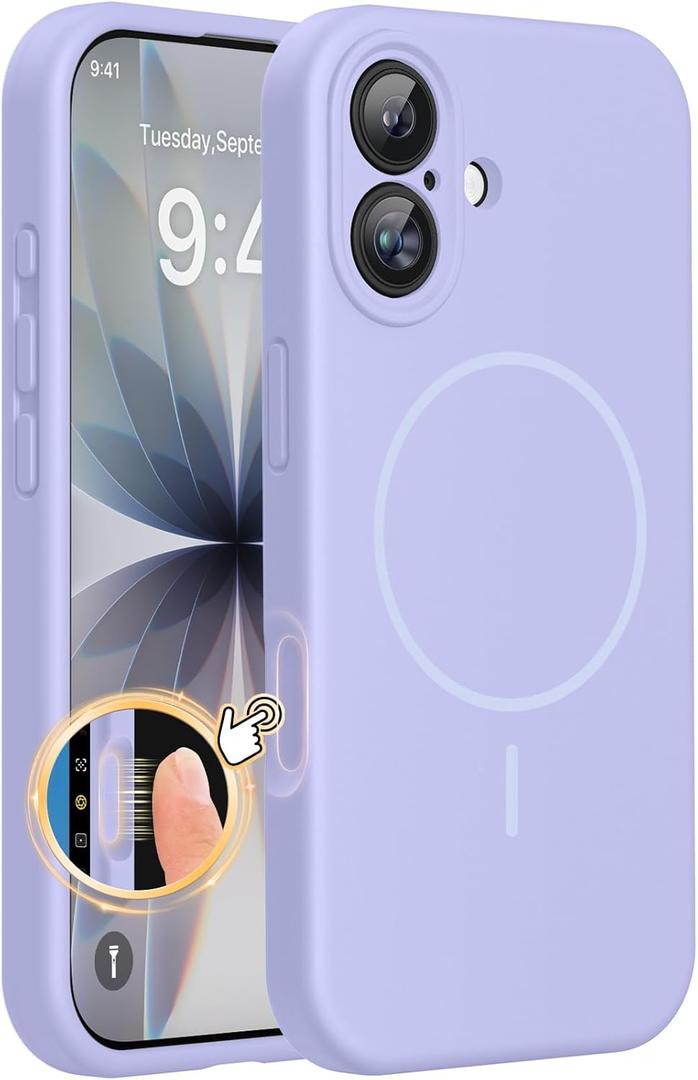 Miracase Magnetic for iPhone 17 Case, Compatible with MagSafe, Integrated Silicone Camera Control Cover, 3.0mm Thicken Shockproof Drop Protection Phone Case for 17,Light Purple