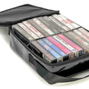CaseLogic Audio Cassette Tape Storage Case Holds 30 Cassettes Zipper Top, Cassette Tape Holder for Car - Music Cassette Tape case w/ Carry Handle - Black