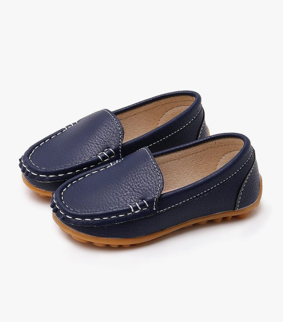RVROVIC Kids Girls Boys Slip-on Loafers Oxford PU Leather Flats Shoes(Toddler/Little Kid), Size 28