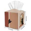 Boho Cat Leather Tissue Holder with Bottom Belt Gifts for Women Housewarming Waterproof Leather Tissue Case Holder Decor for Home Bedroom Office Bathroom Dresser Facial Paper Organizer - YT0257