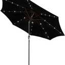 Blissun 9 ft Solar Umbrella, 32 LED Lighted Patio Umbrella, Table Market Umbrella, Outdoor Umbrella for Garden, Deck, Backyard, Pool and Beach (Black)