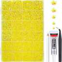 qiipii Lemon Yellow AB Resin Rhinestones w B7000 Jewelry Glue for Bedazzling Crafting 2mm-6mm Citrine Flatback Jelly Stones Diamonds Gems Charms Supplies for Nails Face Makeup Tumblers Crafts Decor Pack of 2