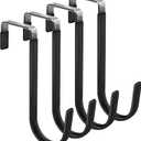 FYY Over the Door Hooks, 4 Pack Door Hangers Hooks with Rubber Prevent Scratches Heavy Duty Organizer Hooks for Living Room, Bathroom, Bedroom, Kitchen Hanging Clothes, Towels, Hats, Coats, Bags Black
