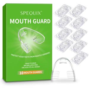 Mouth Guard for Grinding Teeth at Night, 10-Pack Night Guards for Teeth Grinding Comfortable Fit for Sleeping, Universal Size, Individually Wrapped, BPA-Free (Hook)