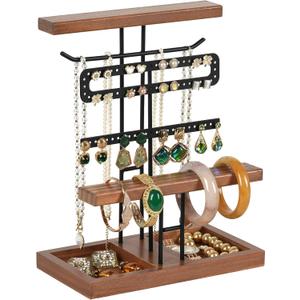 Jewelry Organizer, Jewelry Holder Earring Necklace Organizer, Velvet Ring Holder & Jewelry Dish, Jewelry Display Stand for Room Decor, Valentines Day Birthday Gifts for Women, Her, Mom