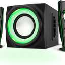 Cyber Acoustics CA-SP34BT Bluetooth Speakers with LED Lights  The Perfect Gaming, Movie, Party, Multimedia 2.1 Subwoofer Speaker System, Black