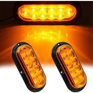 2Pcs Waterproof 6in Oval Sealed Turn Signal Light Front Rear Amber Side Marker Light Trailer Tail LED Light Kit for Pickup Truck Trailer Bus Caravan RV UTV ATV Boat Camper Van Golf Cart