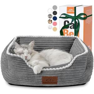 Cat Dog Bed for Pets, Rectangle Pet Bed Gift for Puppy and Kitten, Machine Washable Calming Fluffy Pet Couch Sofa for Indoor Outdoor, Portable Soft Cat Bed with Non-Slip Bottom (Small, Grey)