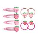 Strawberry Snap Clips Baby Girls Fruit Hair Bow Clips Strawberry Hair Ring Tie BBW24 (Set-D)