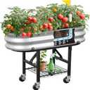 Self-Watering Raised Garden Bed with Legs and Heavy Duty Wheels, Easy-Install Planter Box with Foldable Stand, Galvanized Metal Elevated Wicking Bed with Liner for Indoor Outdoor Gardening
