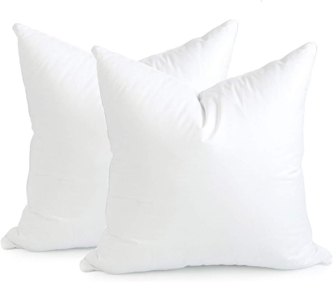 Hofdeco Premium Throw Pillow Inserts Set of 2, 22"x22" (for Cover Size 20"x20") Water Resistant Synthetic Down Alternative Sham Stuffer for Patio, Bench, Garden, White