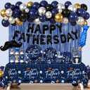 Fathers Day Decorations,230Pcs Happy Fathers Day Decorations- Best Father Ever Paper Plates and Napkins,Cups,Cake Topper,Balloons Arch,Decoracion Para El Dia Del Padre for Fathers Day Party Supplies