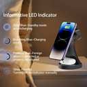 Wireless Charger,3 in 1 Magnetic Wireless Charger Stand, Fast Wireless Charging Dock for iPhone17/16/15/14/13/12 Series, Apple Watch Series, AirPods Pro.