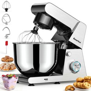 Stand Mixer Body with Stainless Steel Cladding Pro-Grade Powerful Kitchen Mixer for Baking Bread Dough Cake 10+p Speed Tilt-Head Electric Food Mixer With 6.5QT Bowl Dough Hook Wire Whisk Flat Beater (Black)
