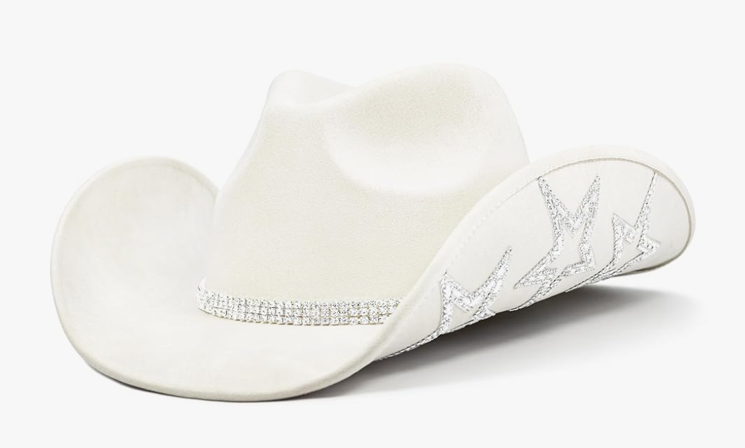 Keilin Rhinestone Cowgirl Hat Disco Cowboy Hat Felt Western Nashville Bachelorette Party Hat for Teens and Adults