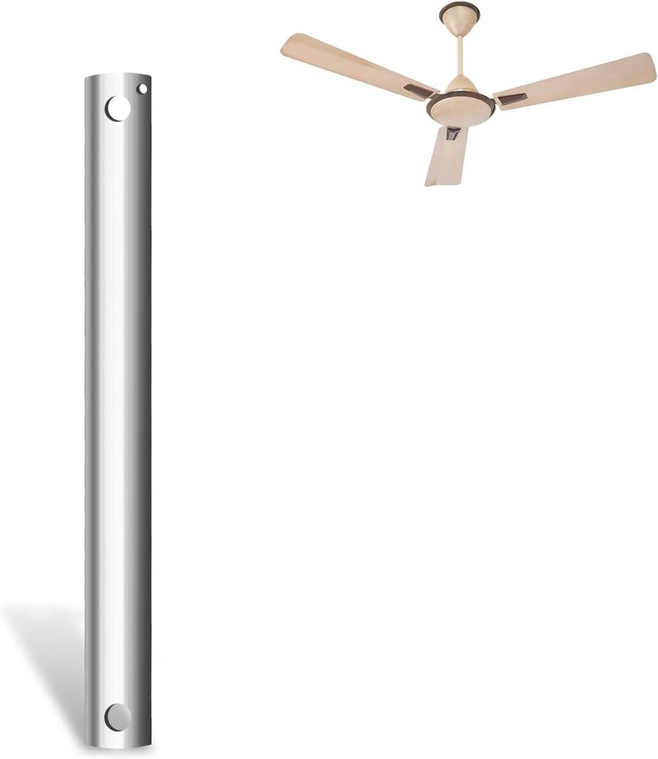 24 inch Ceiling Fan Downrod with Extension Cord,2 FT Downrod for Ceiling Fan,1 inch Outside Diameter,Ceiling Boom Suitable for a Wide Range of Fans (Brushed Nickel,Not Threaded)