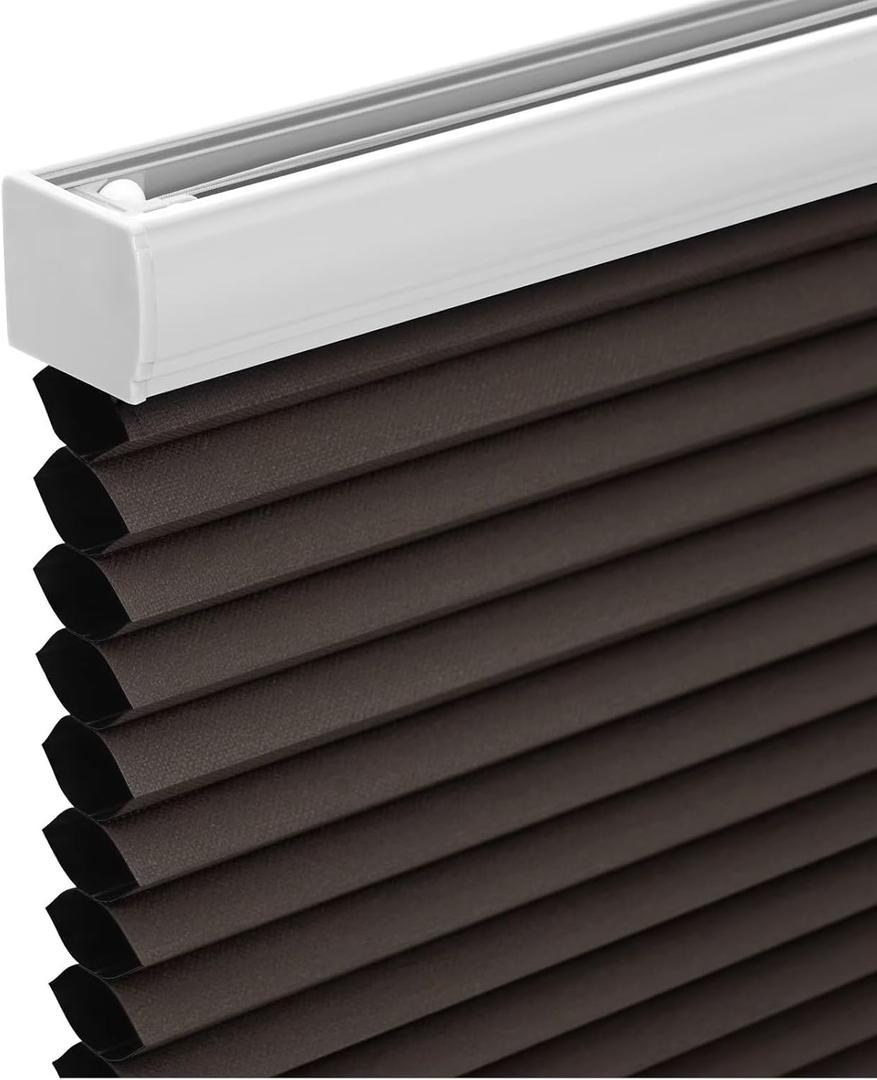 Cordless Cellular Shades, Blackout Honeycomb Shades for Windows, Room Darkening Pleated Blinds, Easy to Install for Indoor Windows and French Doors, 24" W x 48" H, Taupe