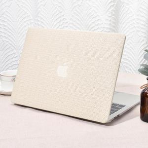 Seorsok Compatible with MacBook Air 13 Inch Case2022 2021 2020 2019 2018 Release A1932 A2179 M1 A2337 Touch ID,Woven Fabric Textured Elegant Leather Plastic Hard Shell Case with Keyboard Cover,Beige