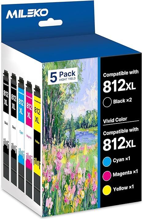 Emojink Remanufactured Ink Cartridges for Epson 812XL Ink Cartridges Combo Pack for Epson T812XL for Epson WF7820 WF7840 WF7310 ECC7000 Printer (5 Pack)