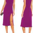 ALENDA DANMOS Women's Sleeveless Bodycon Halter High Neck Midi Dress Thigh High Slit Cocktail Party Dress 193 Large