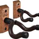 SNIGJAT 2 Pack Hardwood V-Shaped Guitar Holder Wall Mount - Hangs Acoustic, Electric & Bass Guitars (Black Walnut)
