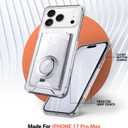 Shields Up Designed for iPhone 17 Pro Max Case, Minimalist Wallet Case with Card Holder (3 Cards) & Ring Stand/Kickstand, [Drop Protection] Slim Protective Cover for iPhone 17 Pro Max (6.9 inch) Clear